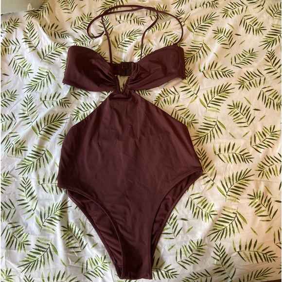 Zara Burgundy Women’s Small One Piece Swimsuit - Picture 1 of 4